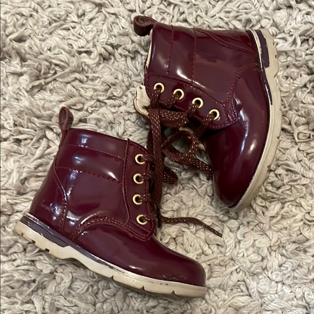 Clarks Dabi Lace Berry Patent Boots, Toddler Size 4.5